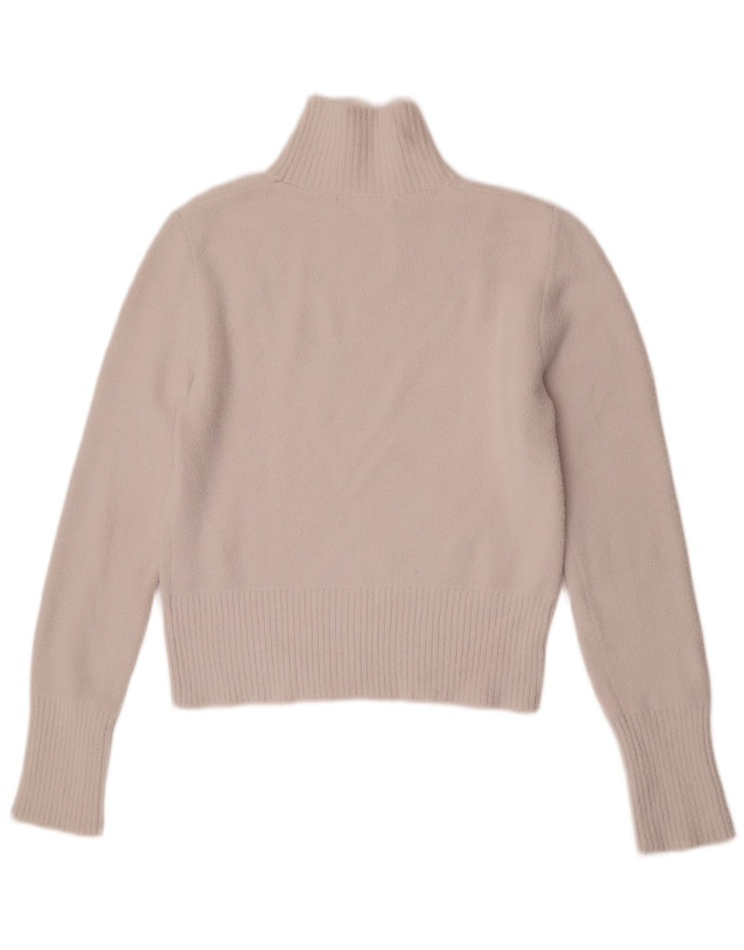 Zara Mujer Crop Turtle Neck Jumper Sweater UK 12 Medium White Nylon