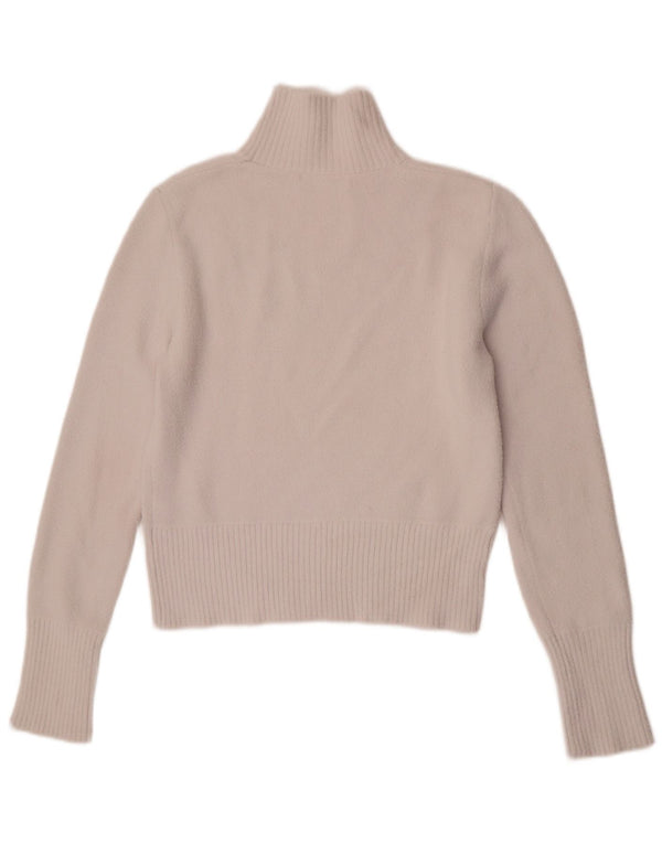 Zara Mujer Crop Turtle Neck Jumper Sweater UK 12 Medium White Nylon