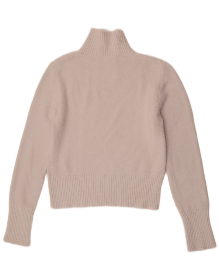 Zara Mujer Crop Turtle Neck Jumper Sweater UK 12 Medium White Nylon