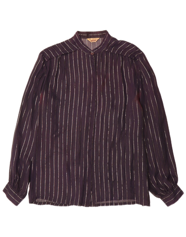 Vintage mujer camisa blusa IT 46 grande azul marino a rayas