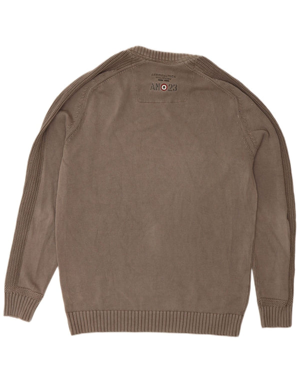 Aeronautica Militare - Jersey de cuello redondo para hombre, talla XL, algodón gris