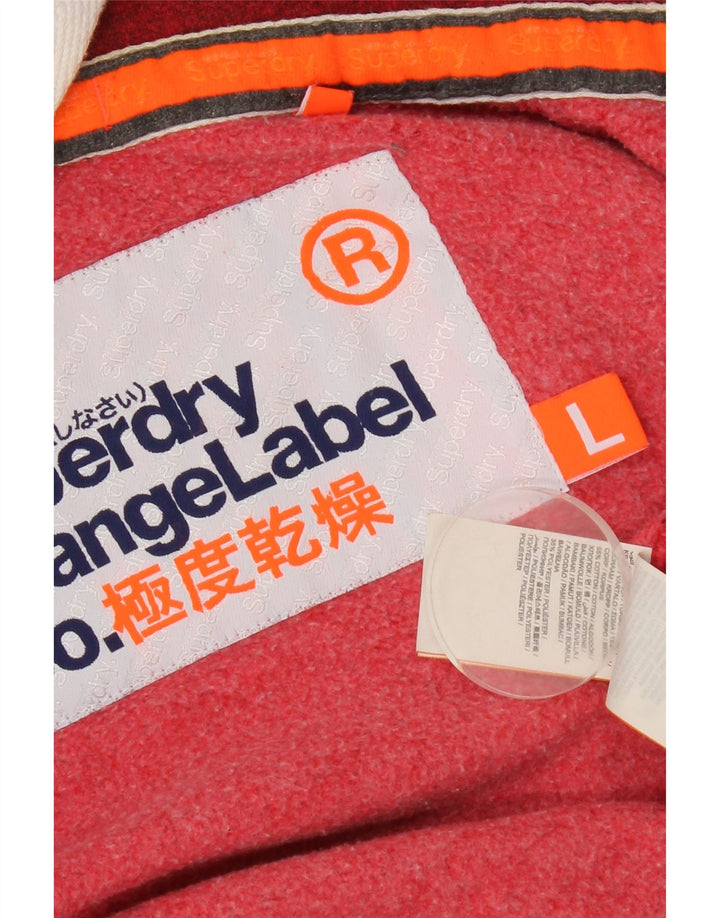 Superdry Sudadera con capucha y cremallera para hombre, tamaño grande, algodón rojo