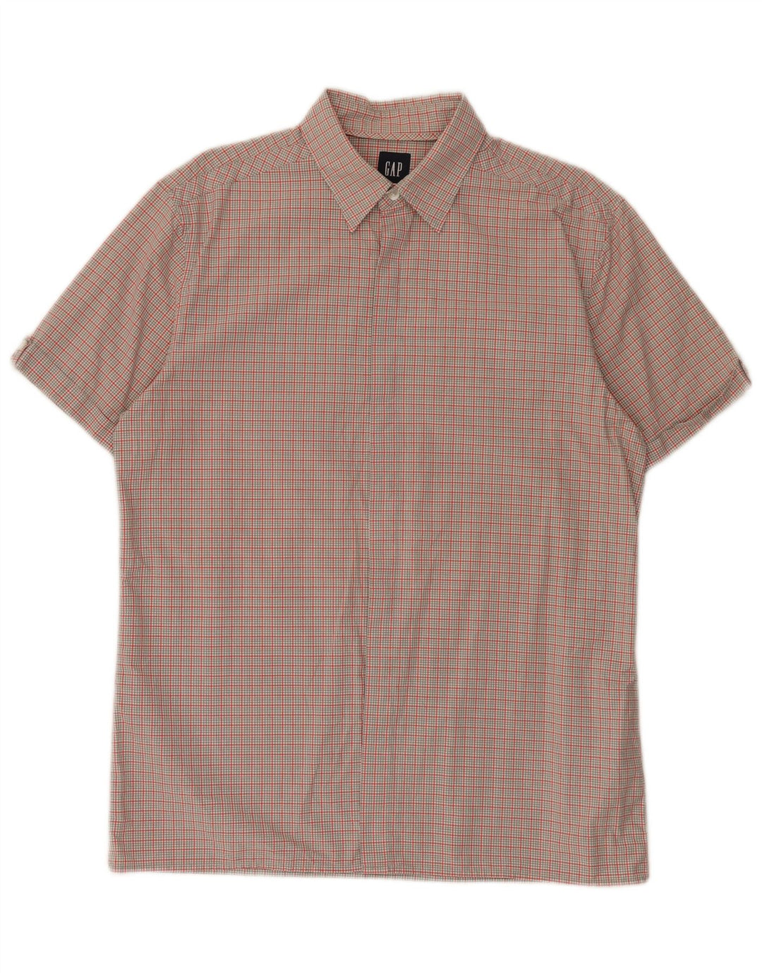 Camisa Gap Hombre De Manga Corta De Algodón A Cuadros Gris Medio