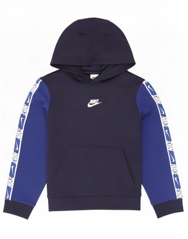 Nike - Sudadera con capucha para niños, diseño gráfico, 8-9 años, talla pequeña, color azul marino