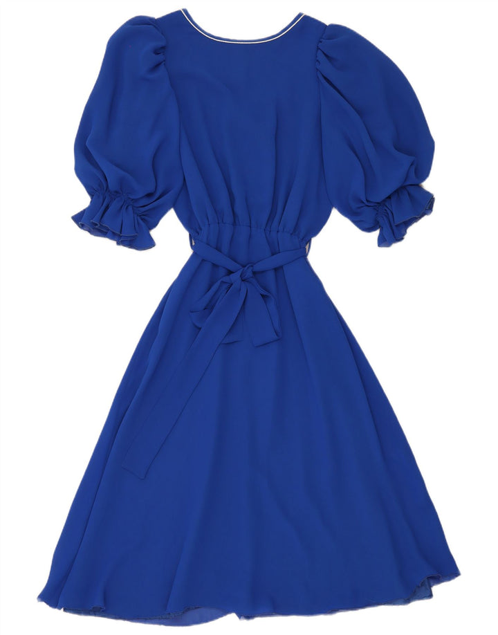 Vestido vintage para mujer IT 40 Poliéster azul pequeño