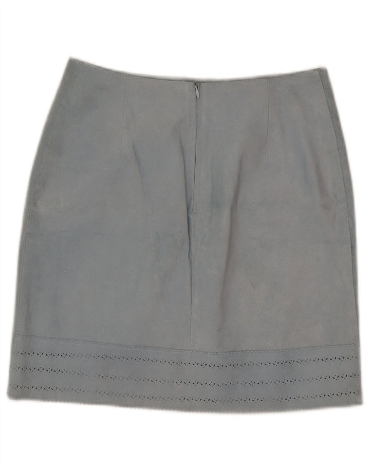 Falda de cuero vintage para mujer IT 42 Medio W27 Cuero azul