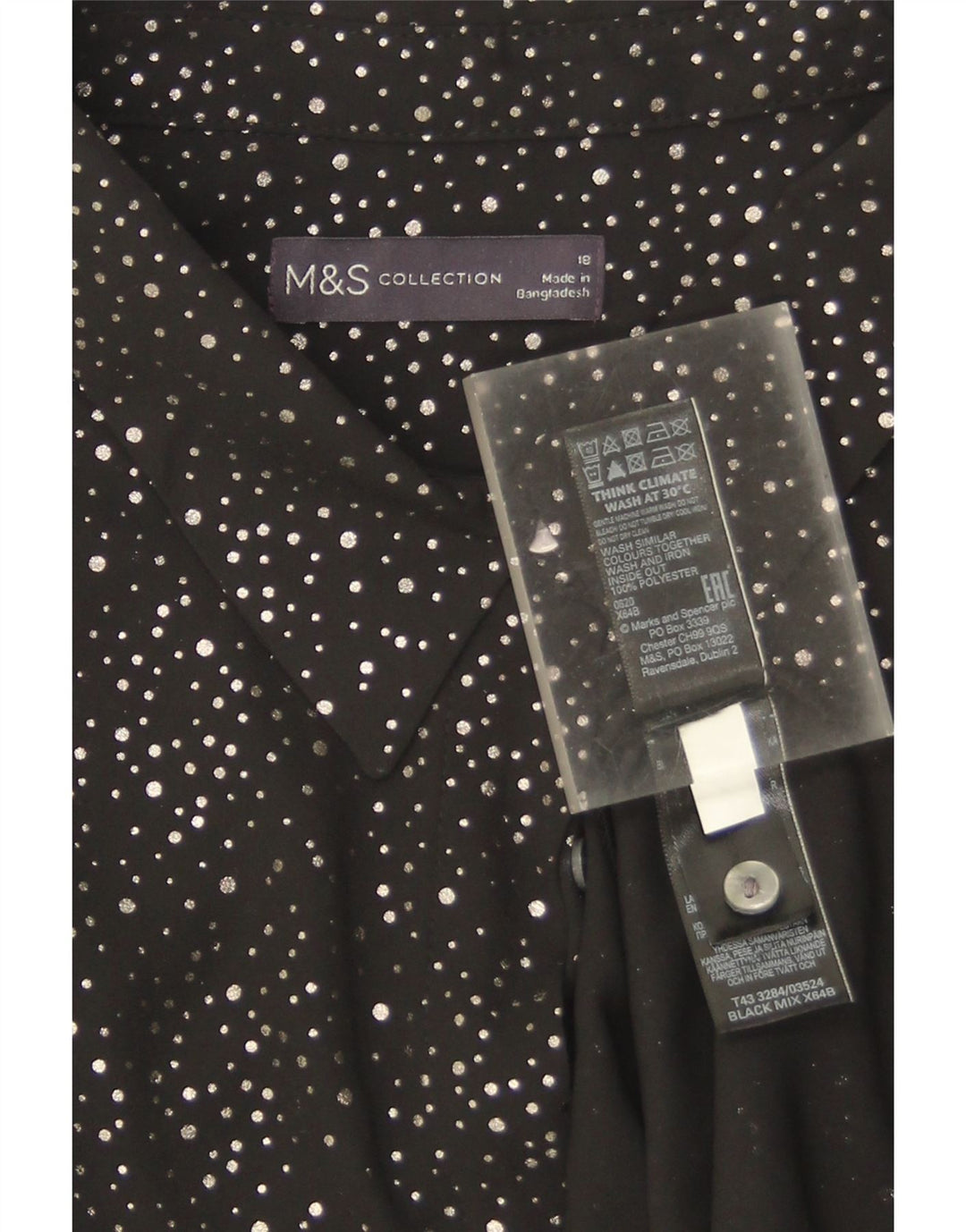 Marks & Spencer Blusa extragrande para mujer UK 40 XL Negro manchado