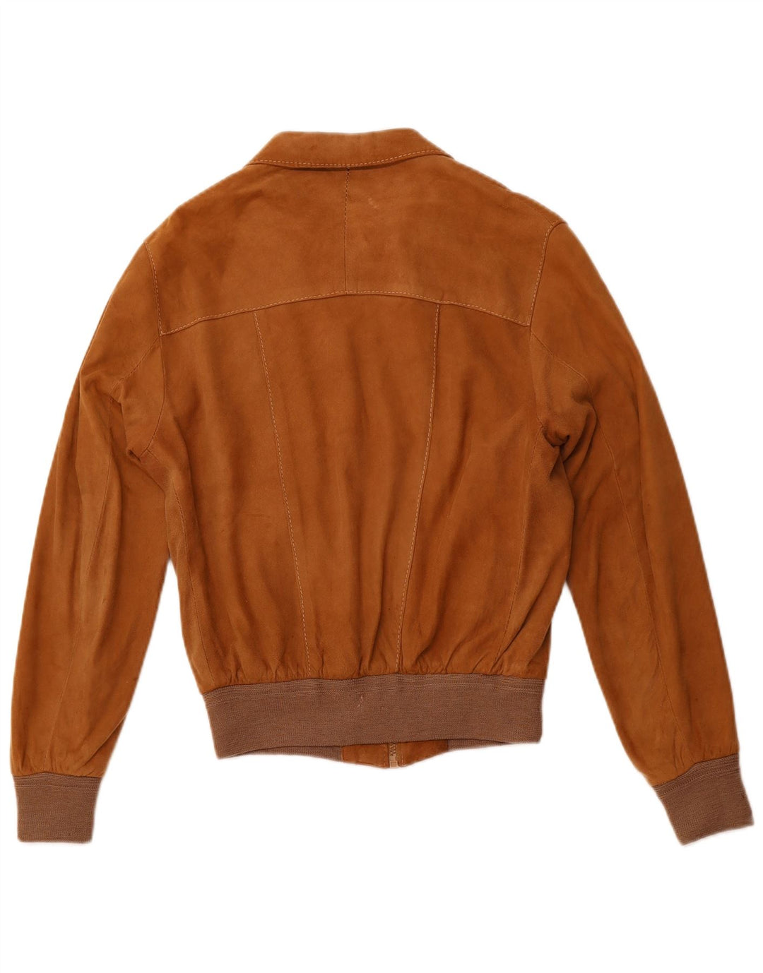 VINTAGE Chaqueta bomber de ante para mujer IT 46 Cuero marrón grande