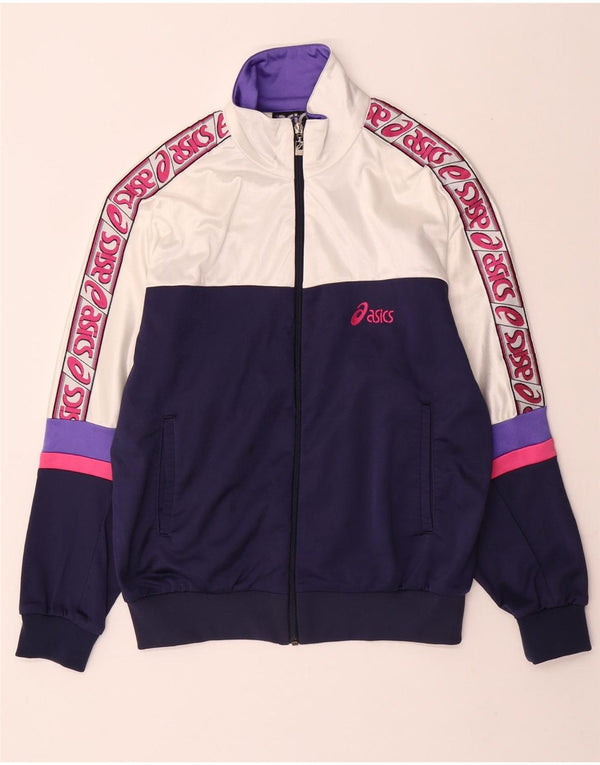 ASICS Chaqueta superior de chándal gráfico para mujer IT 48 XL Bloque de color blanco