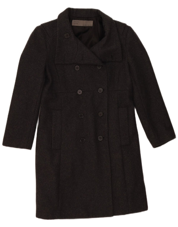 Zara Mujer Abrigo Cruzado UK 46 Large Lana Gris