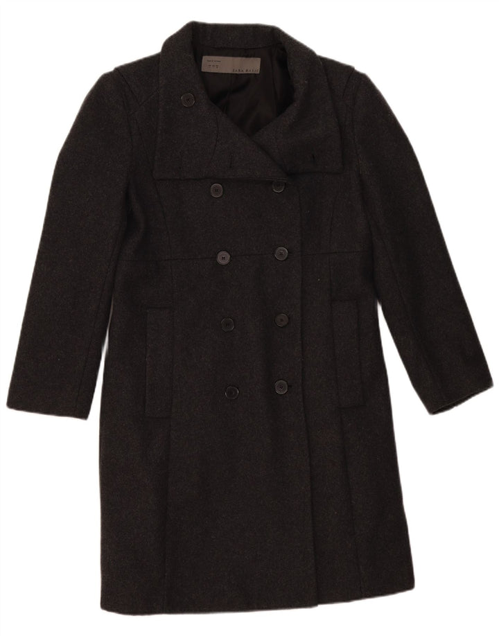 Zara Mujer Abrigo Cruzado UK 46 Large Lana Gris