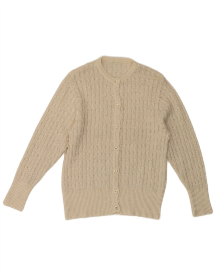 Vintage mujer Cardigan suéter Reino Unido 10 pequeño blanco