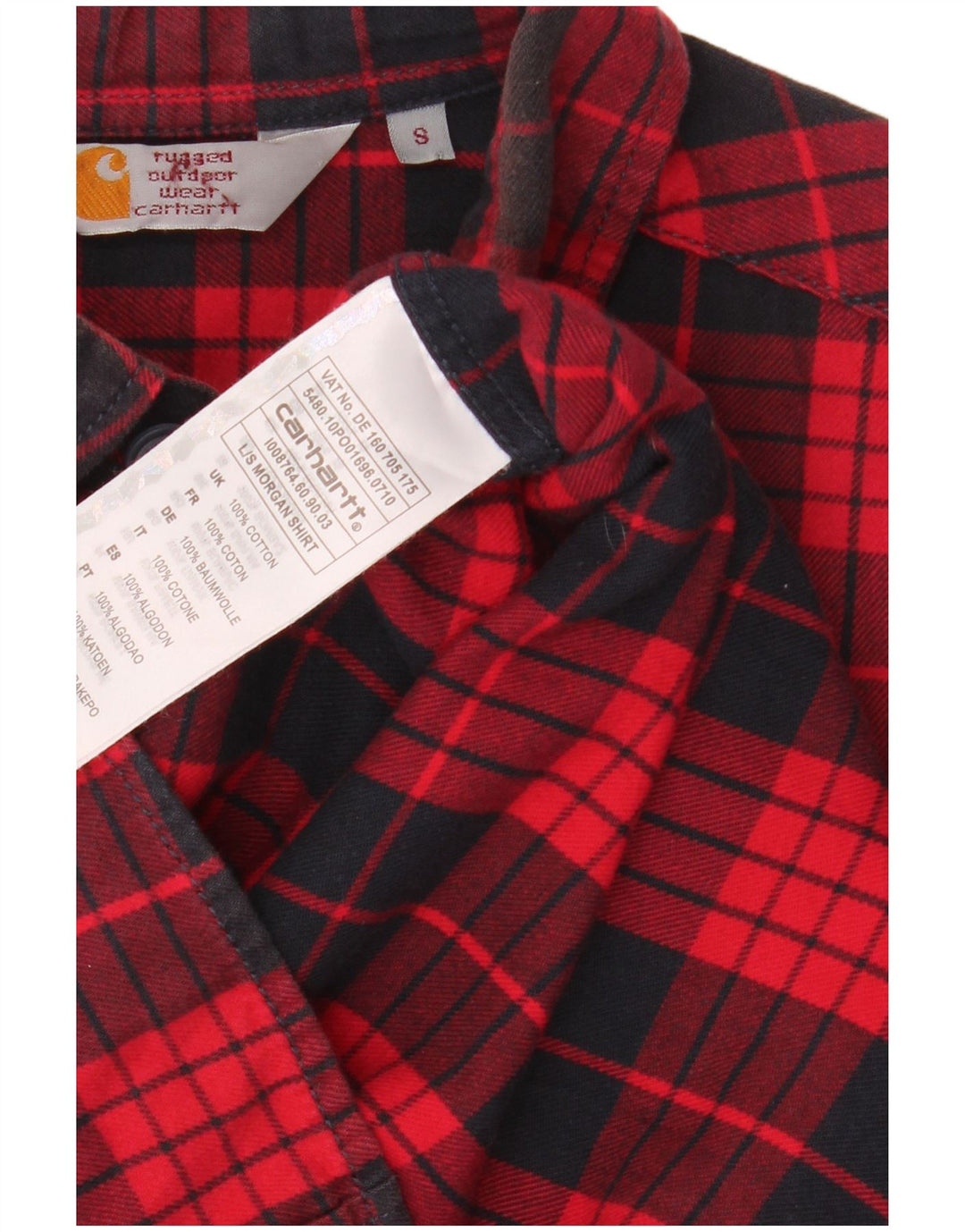 Carhartt Hombre Camisa De Franela De Algodón A Cuadros Rojos Pequeños