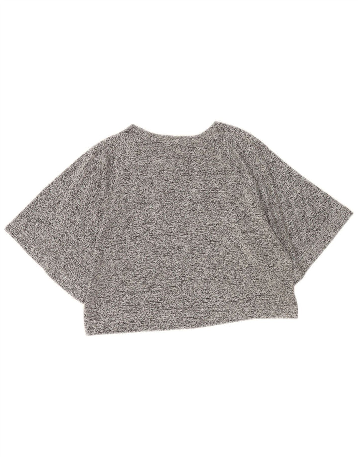 Zara Mujer Crop Camiseta Top UK 44 Gris Medio Moteado