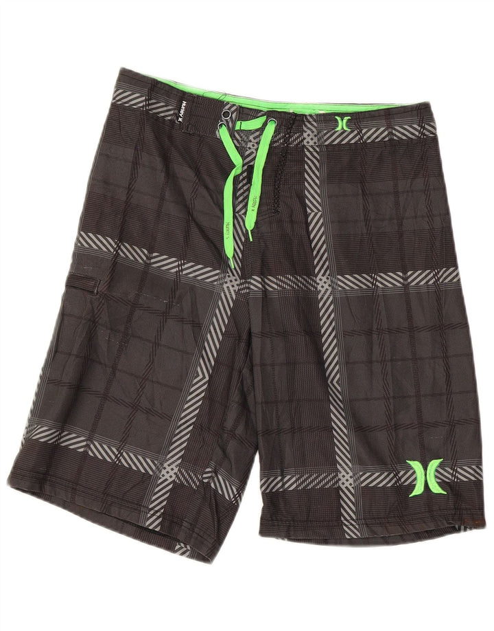 HURLEY Bañador para mujer UK 40 Poliéster a cuadros gris medio