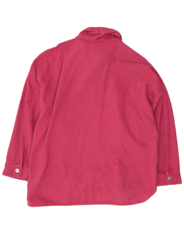 Zara Mujer Camisa Vaquera UK 46 Grande Algodón Rosa