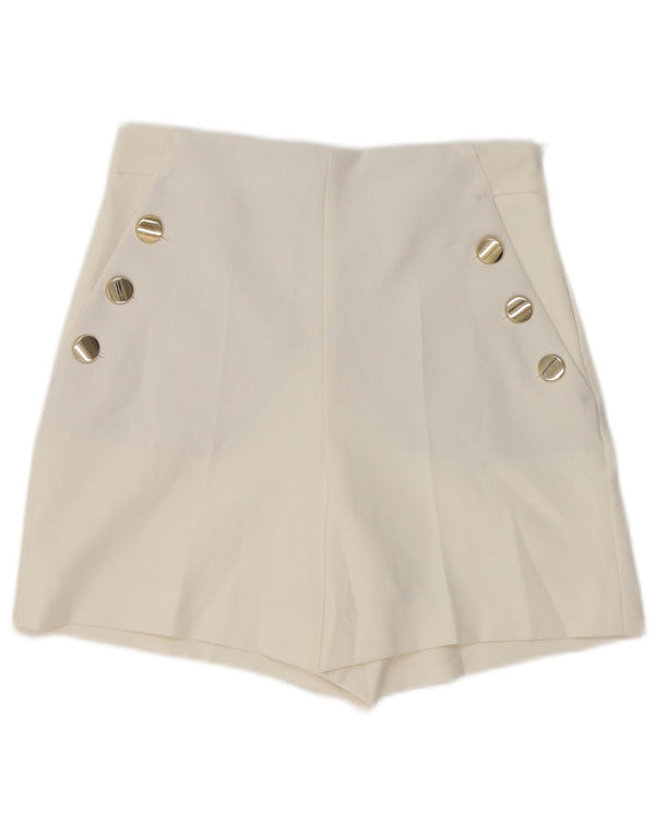 Zara Mujer Pantalones Cortos Chinos De Cintura Alta XS W24 Blanco