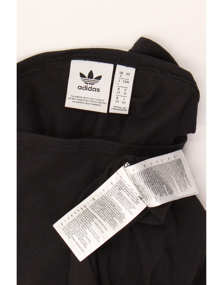 ADIDAS Vestido de manga 3/4 con hombros descubiertos para mujer UK 8 Pequeño Algodón negro