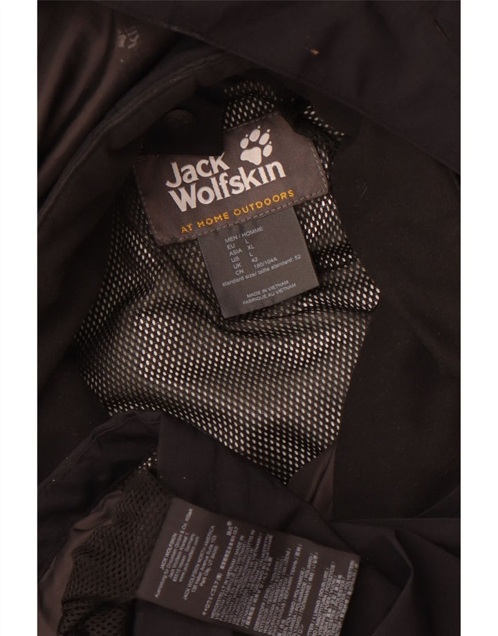 JACK WOLFSKIN Chaqueta impermeable con capucha para hombre UK 42 Large Poliamida negra