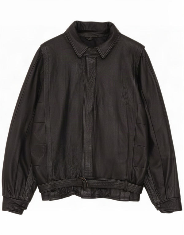 Chaqueta de cuero vintage para hombre UK 40 Large Black