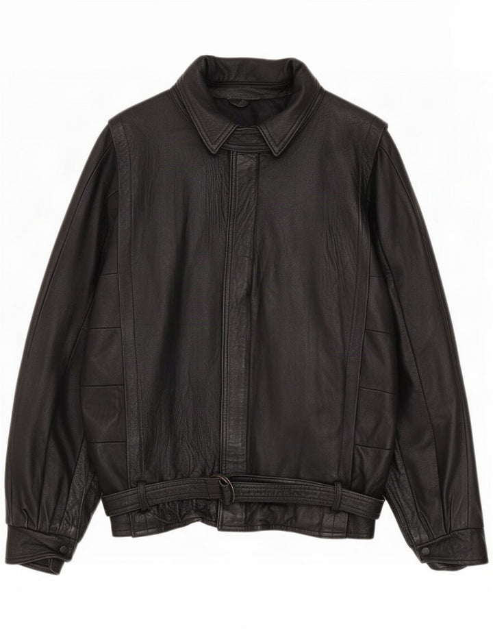 Chaqueta de cuero vintage para hombre UK 40 Large Black