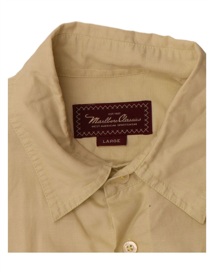 Marlboro Classics - Camisa de manga corta para hombre, talla grande, color amarillo