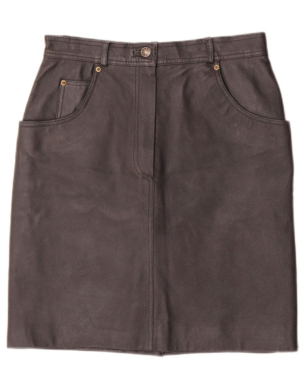 Falda de cuero vintage para mujer EU 40 Medio W28 Cuero negro