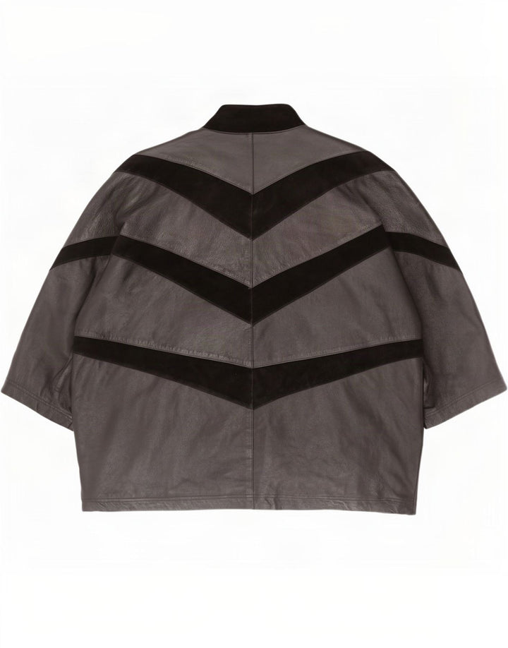 Vintage mujer 3/4 manga chaqueta de gran tamaño IT 56 4XL negro colorblock