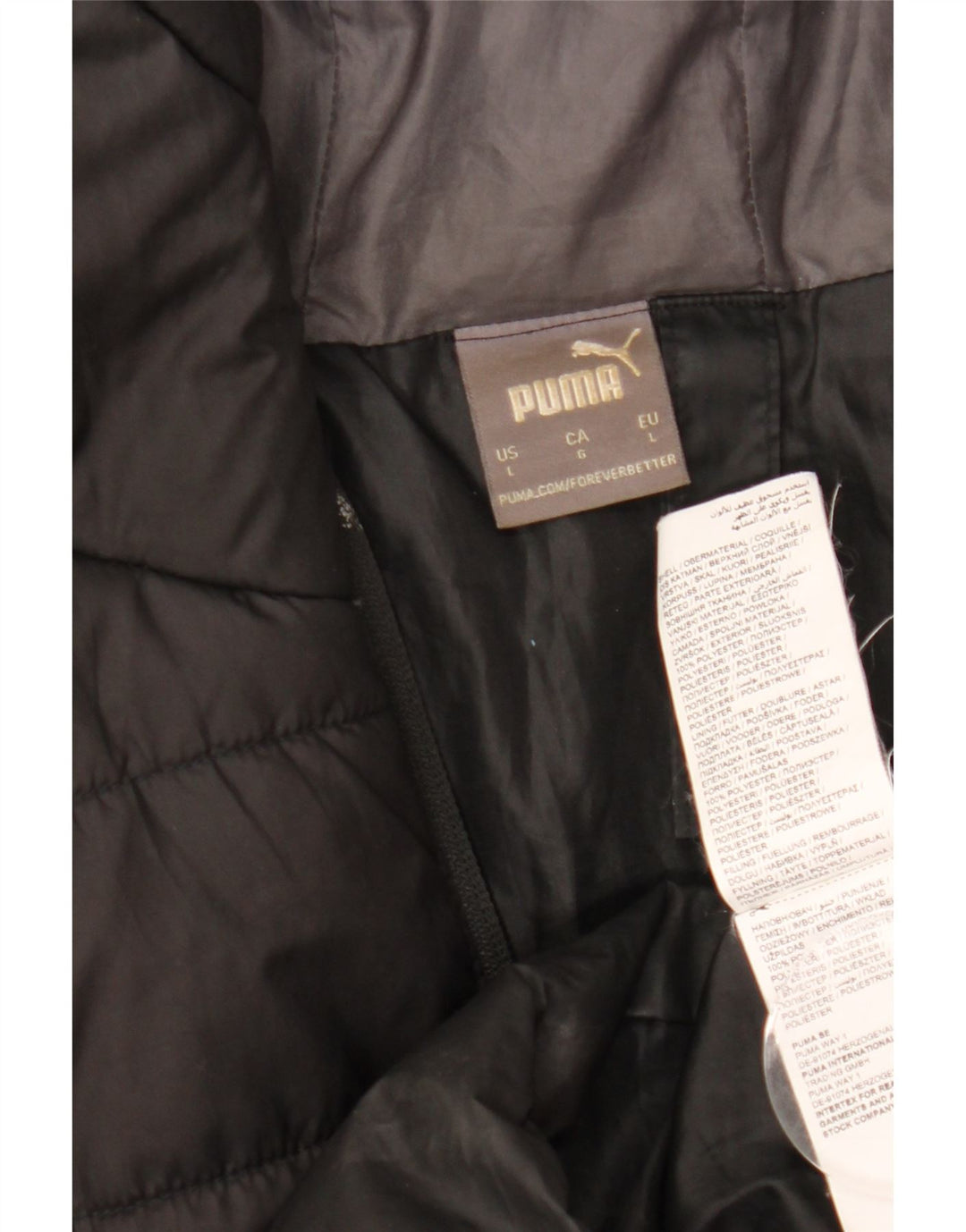 Puma Chaqueta acolchada con capucha para hombre UK 40 Large Poliéster negro