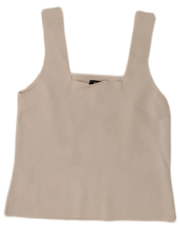 Top corto de tirantes Reiss para mujer UK 44 Large Off White Viscosa