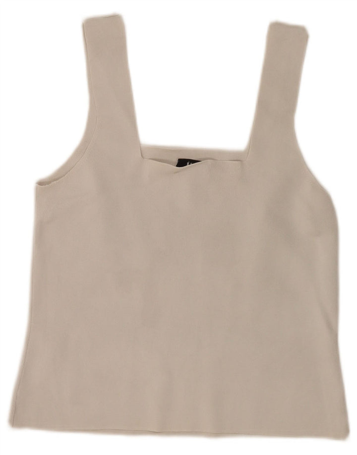 Top corto de tirantes Reiss para mujer UK 44 Large Off White Viscosa
