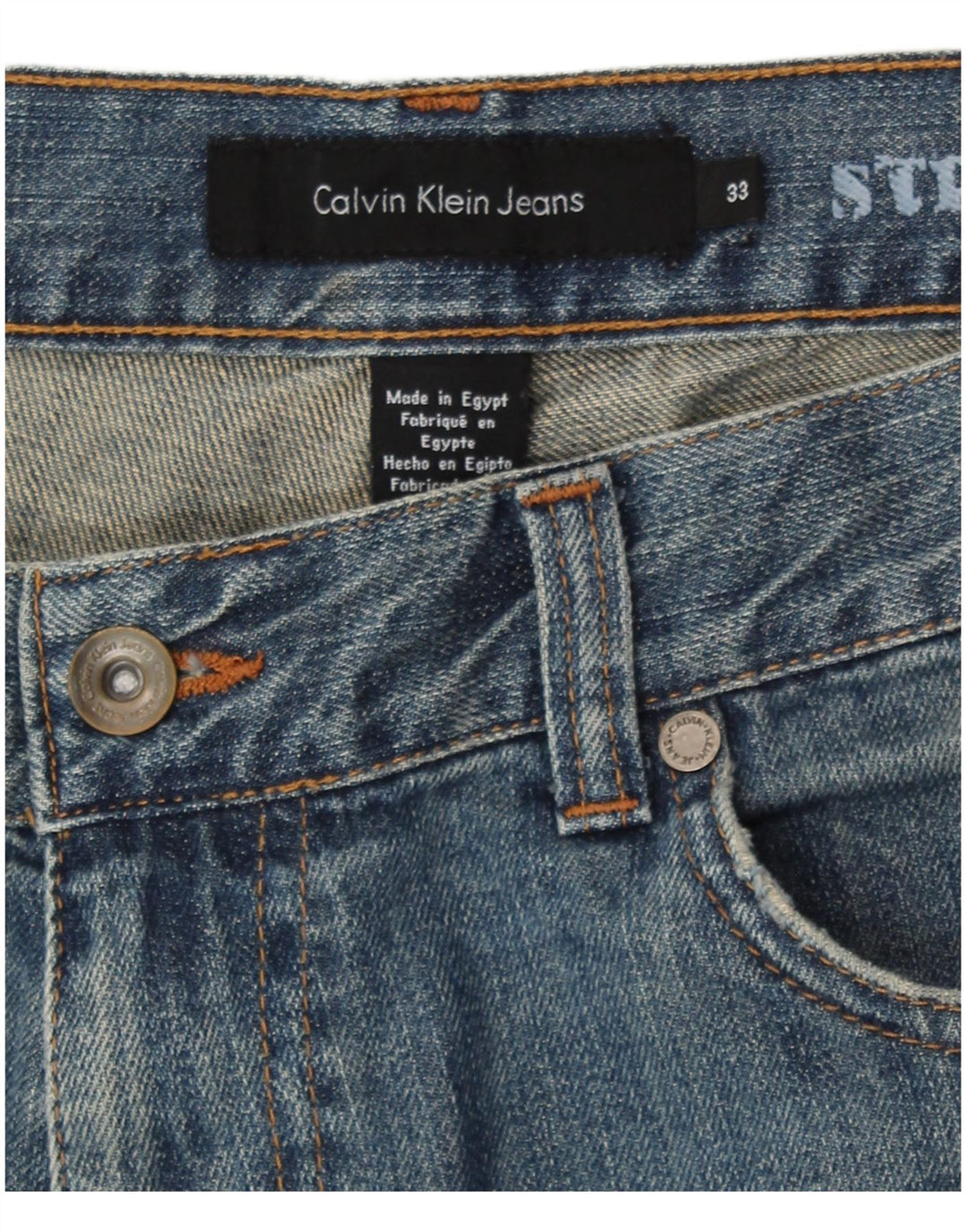 Pantalones cortos de mezclilla para hombre Calvin Klein W33 Algodón azul medio