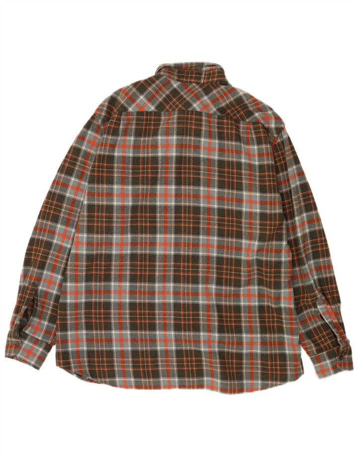 Vintage hombres leñador franela camisa XL Khaki Check