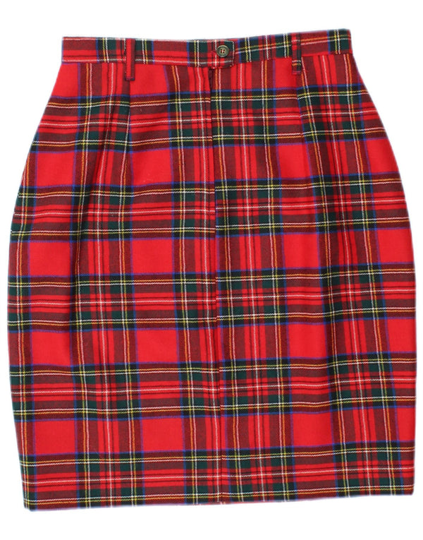 Vintage Womens High Waist Pencil Skirt IT 46 Large W26 Red Check