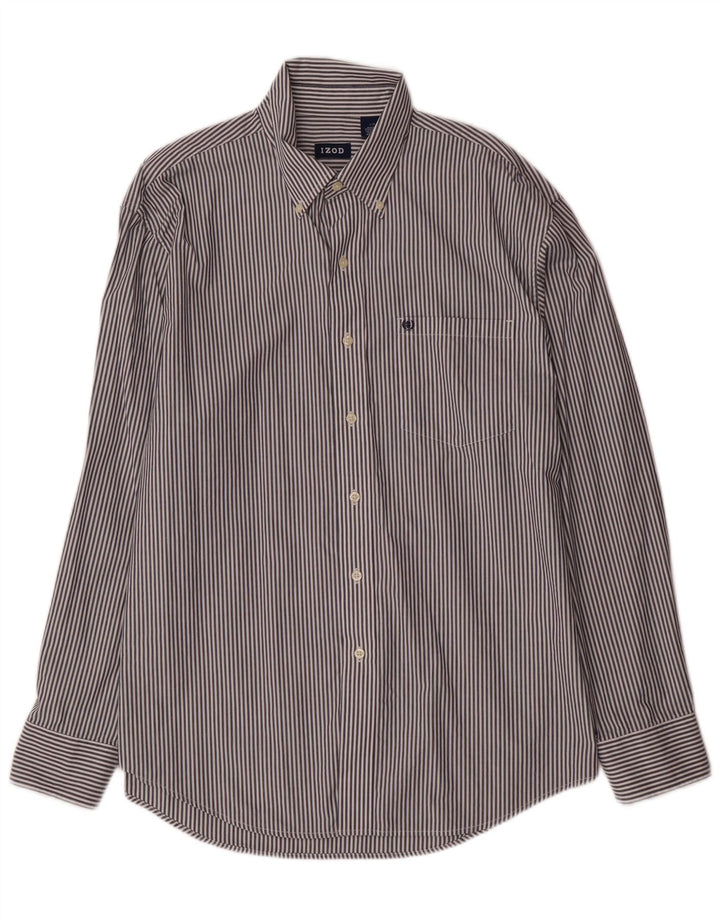 IZOD Camisa para hombre grande azul marino algodón a rayas
