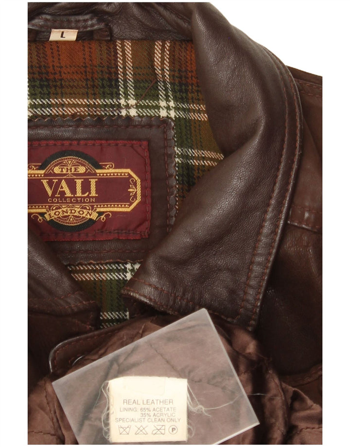 Vali Collection Chaqueta de cuero para hombre UK 40 Large Cuero marrón
