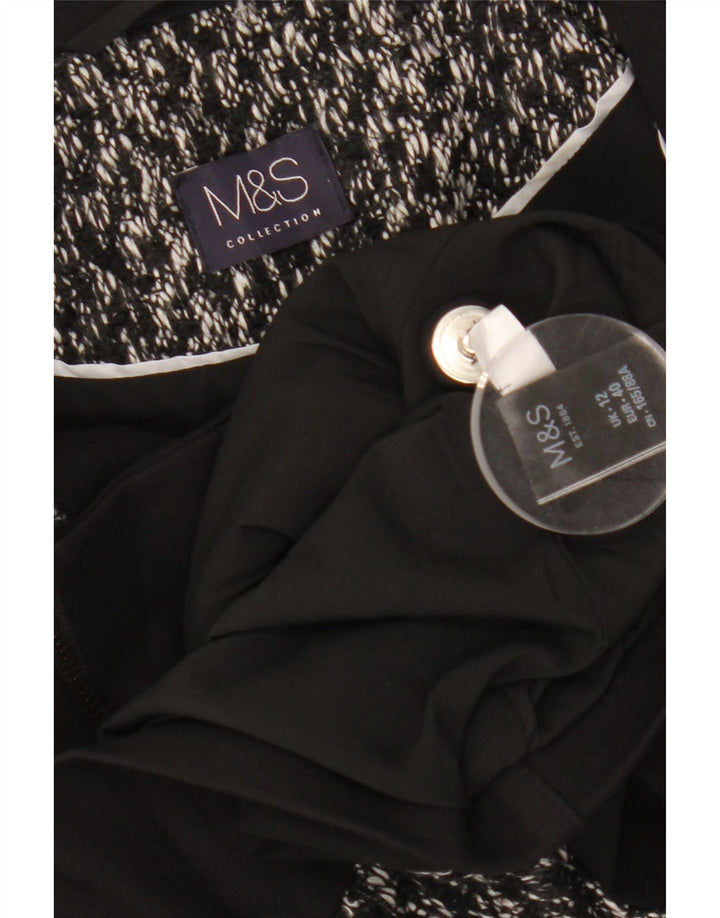 MARKS & SPENCER Chaqueta tipo blazer corta para mujer Reino Unido 42 Mediana con flecos negros