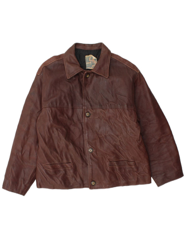 VINTAGE Chaqueta de cuero para hombre Reino Unido 38 Cuero marrón medio