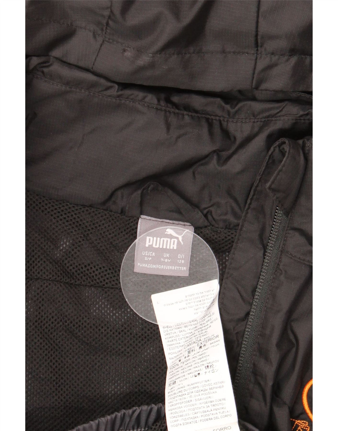 PUMA Chubasquero con capucha y gráfico para niña 7-8 años Nylon color block negro