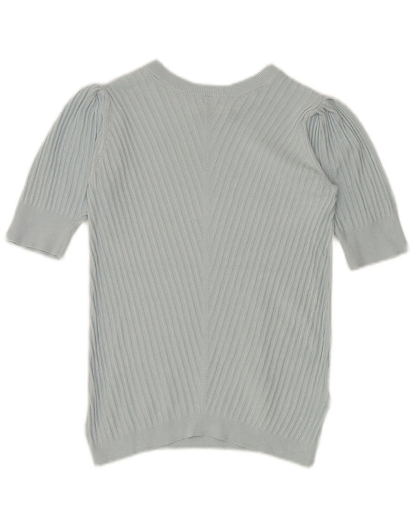 Marks & Spencer Suéter Corto con Cuello Redondo para Mujer UK 10 Small Blue