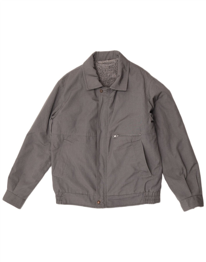 Vintage hombres bomber cortavientos chaqueta Reino Unido 38 gris medio