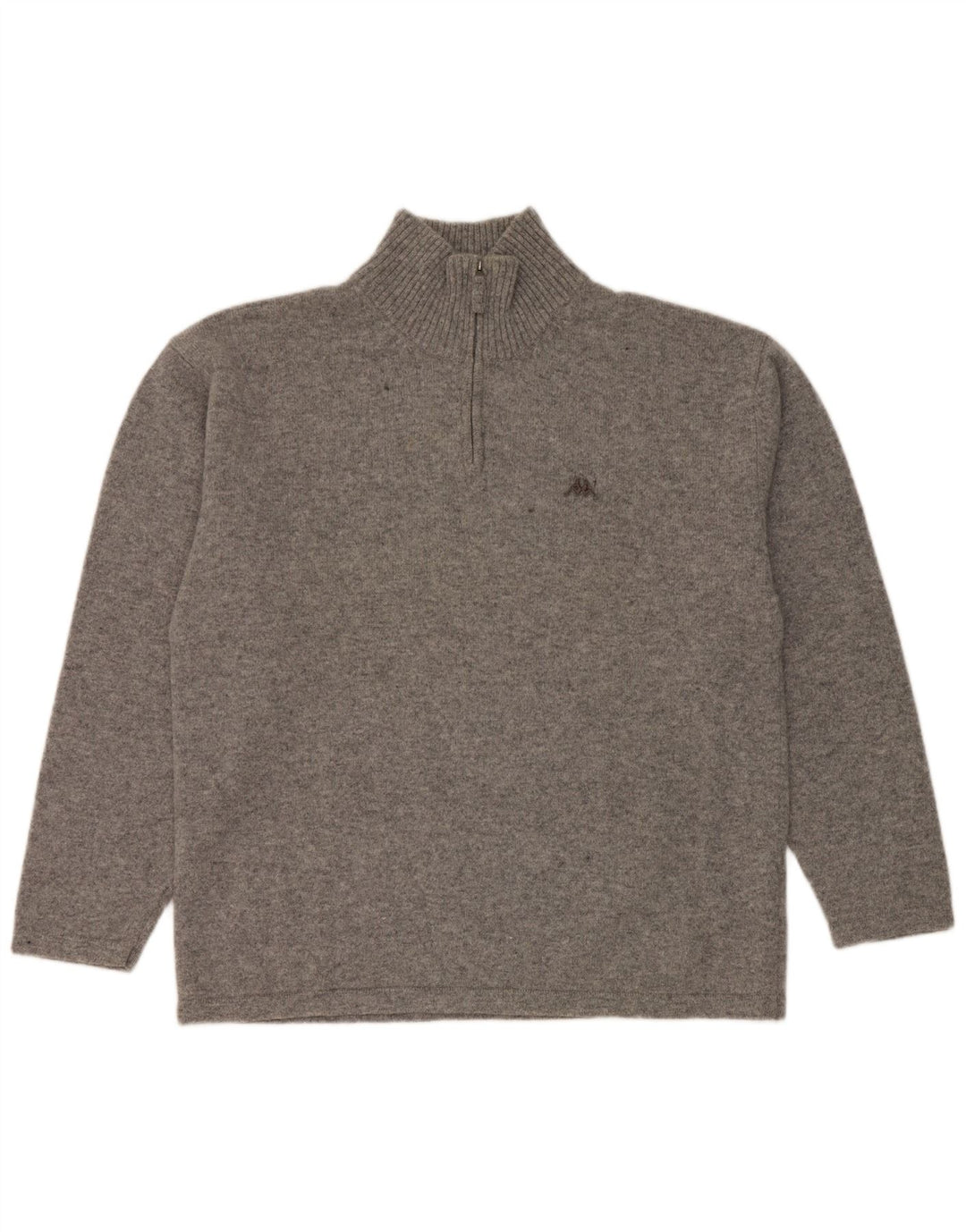 Kappa - Jersey para hombre con cuello y cremallera, talla 2XL, lana virgen moteada gris