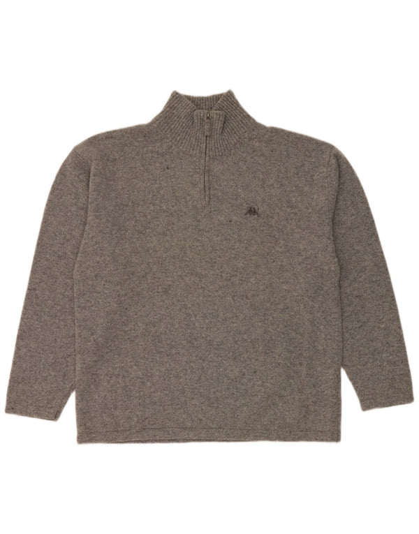 Kappa - Jersey para hombre con cuello y cremallera, talla 2XL, lana virgen moteada gris