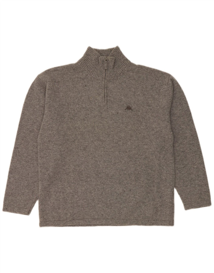 Kappa - Jersey para hombre con cuello y cremallera, talla 2XL, lana virgen moteada gris