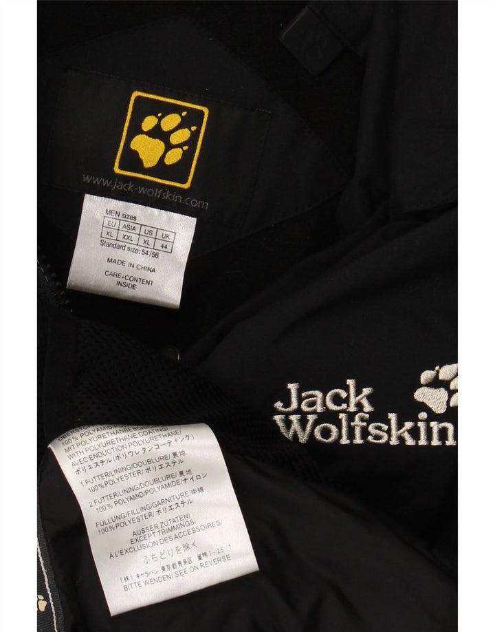 JACK WOLFSKIN Chaqueta cortavientos con capucha para hombre UK 44 XL Bloque de color negro