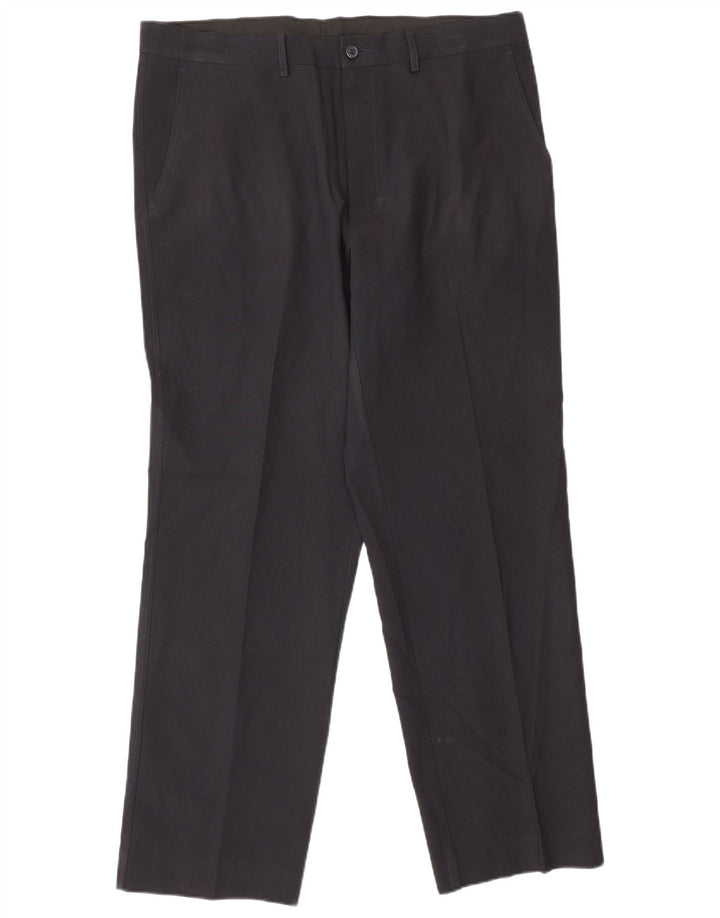 Marks & Spencer Pantalón de traje recto para hombre W36 L31 Poliéster azul marino