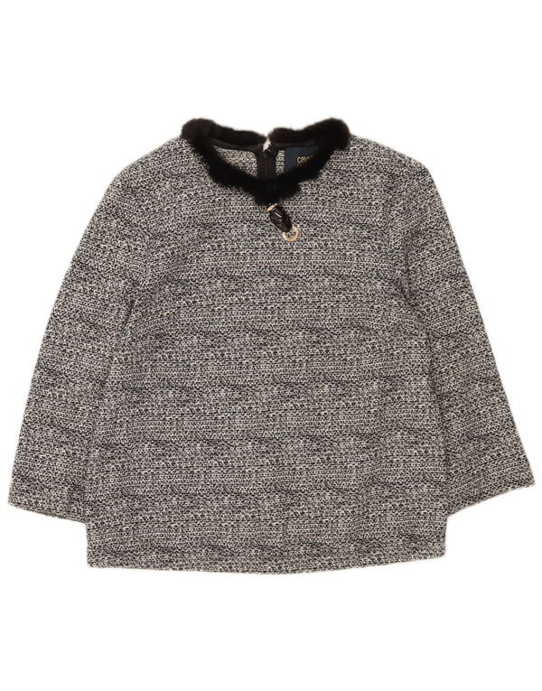 Cavalli Blusa corta de manga 3/4 para mujer IT 40 Small Black Cotton