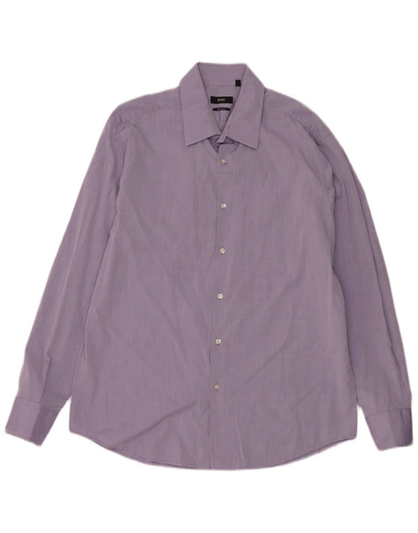 Hugo Boss Camisa de corte regular para hombre Talla 44 17 1/2 XL Algodón morado