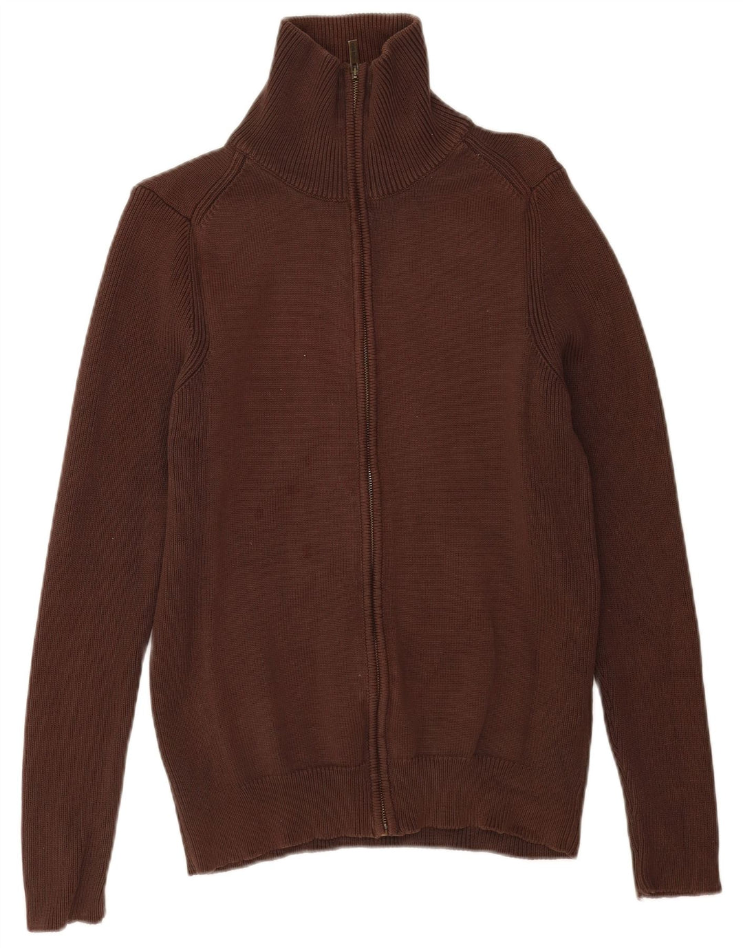 Zara Hombre Cárdigan Suéter Grande Algodón Marrón