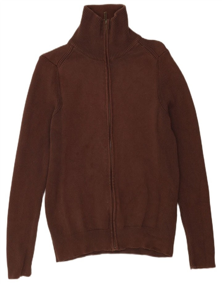 Zara Hombre Cárdigan Suéter Grande Algodón Marrón